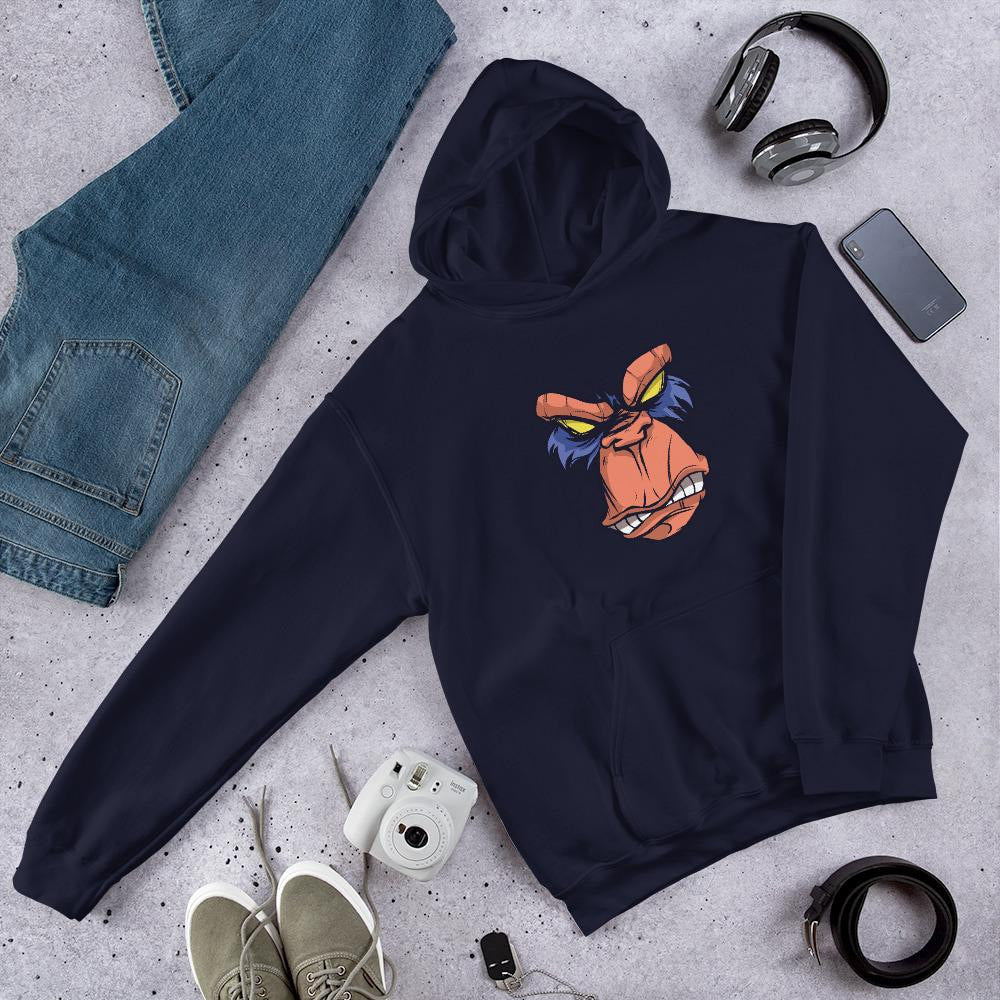 Angry Ape graphic hoodie front – Fourth Dimension Club