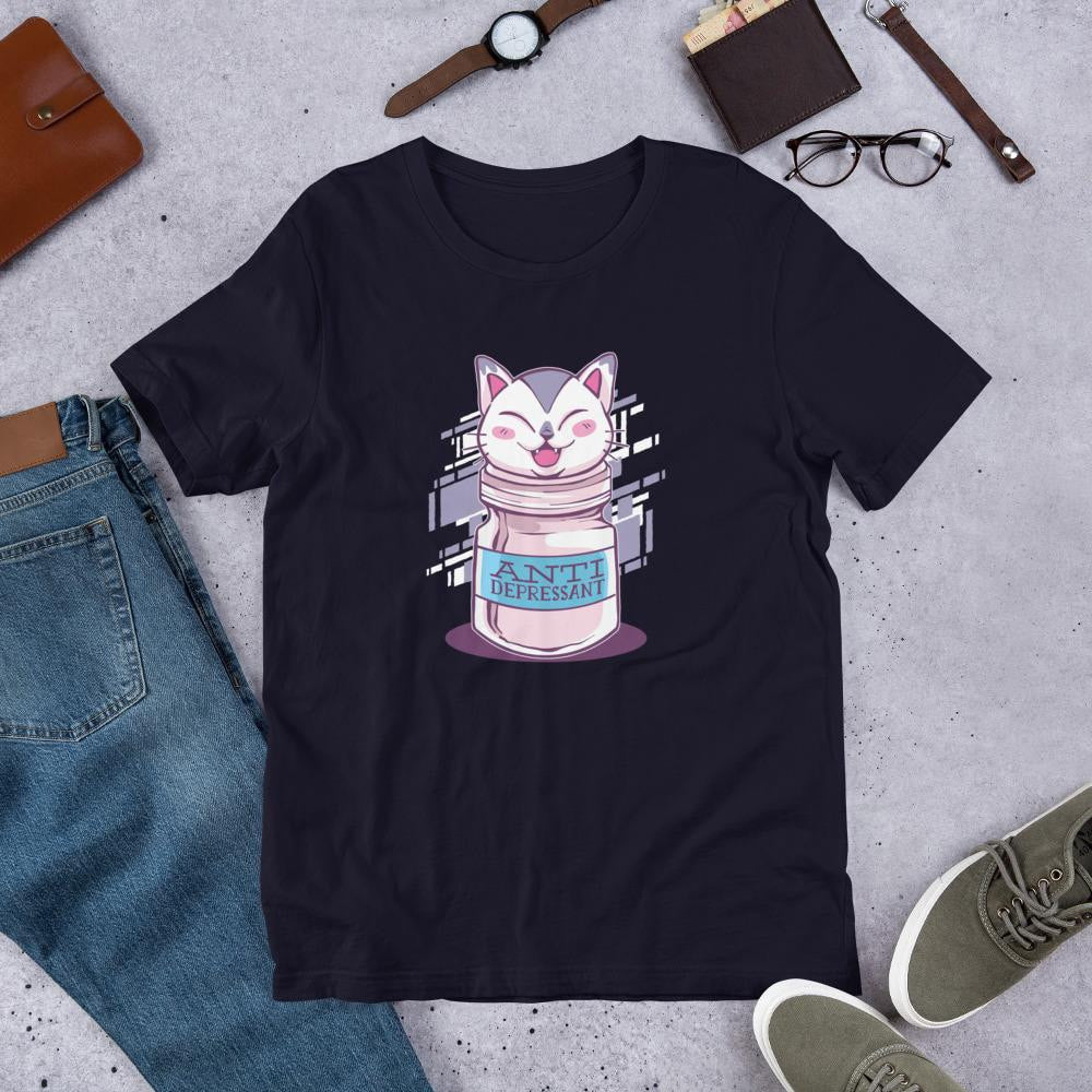 Anti Depressant Half Sleeve T-Shirt — Navy