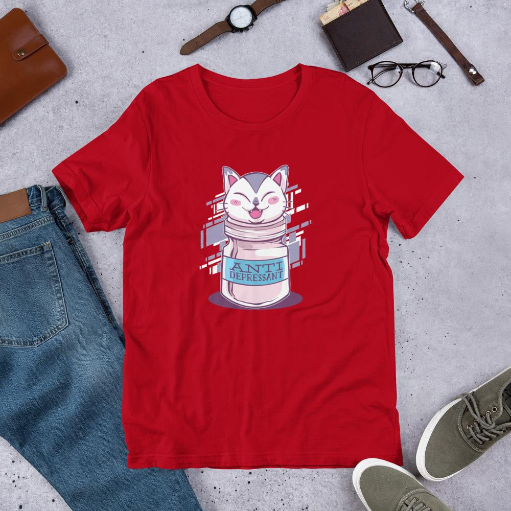 Anti Depressant Half Sleeve T-Shirt — Red
