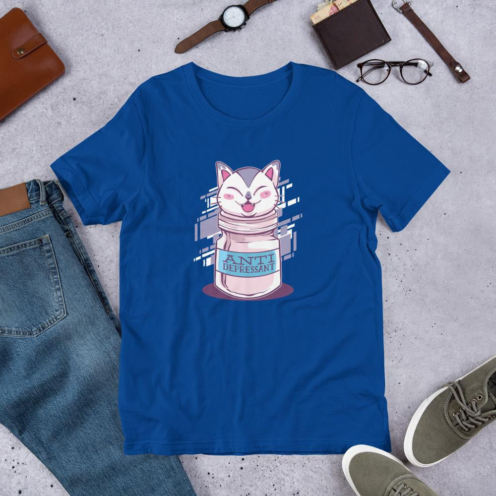 Anti Depressant Half Sleeve T-Shirt — Blue