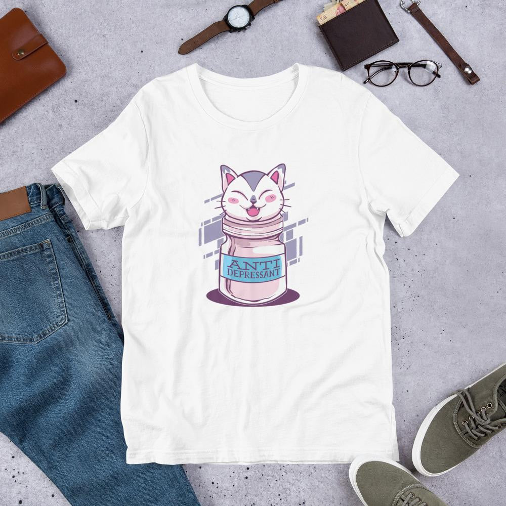 Anti Depressant Half Sleeve T-Shirt — White