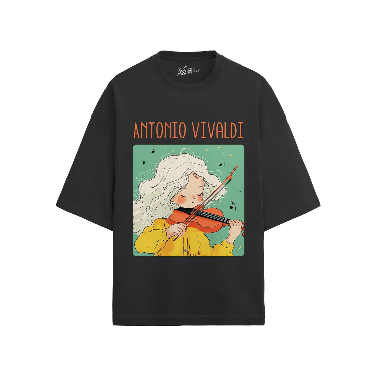 Antonio Vivaldi Oversized French Terry T-Shirt — black-2