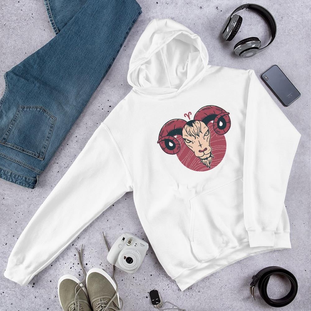 Aries Zodiac Unisex Hooded Sweatshirt — detail view 3