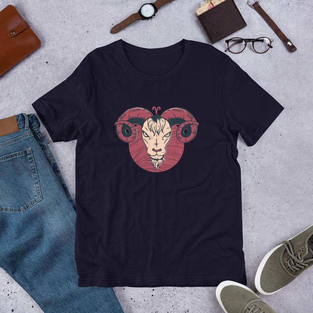 Aries Zodiac Half Sleeve T-Shirt — White