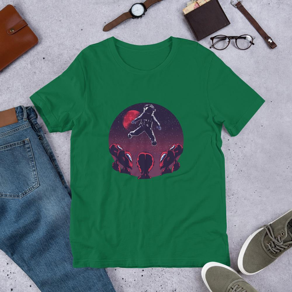 Astronaut & Aliens Half Sleeve T-Shirt — Green