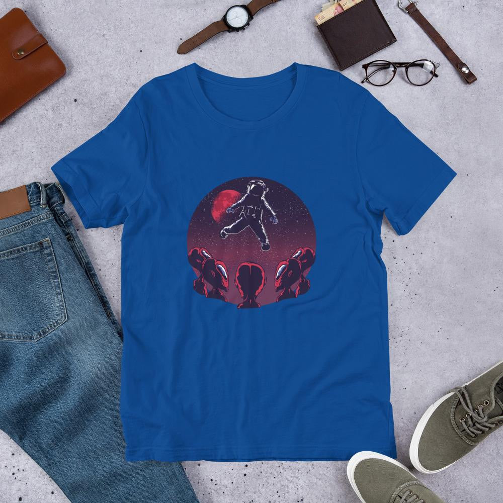 Astronaut & Aliens Half Sleeve T-Shirt — Blue