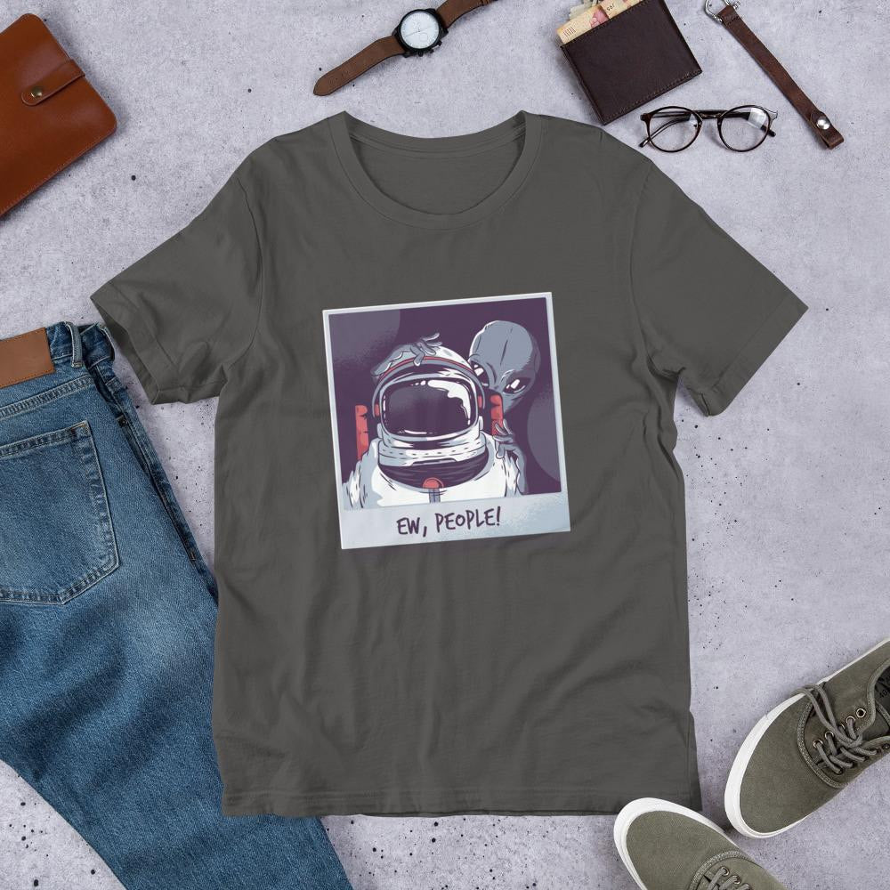 Ew, People Alien Half Sleeve T-Shirt — Charcoal