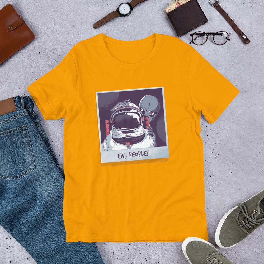Ew, People Alien Half Sleeve T-Shirt — Gold