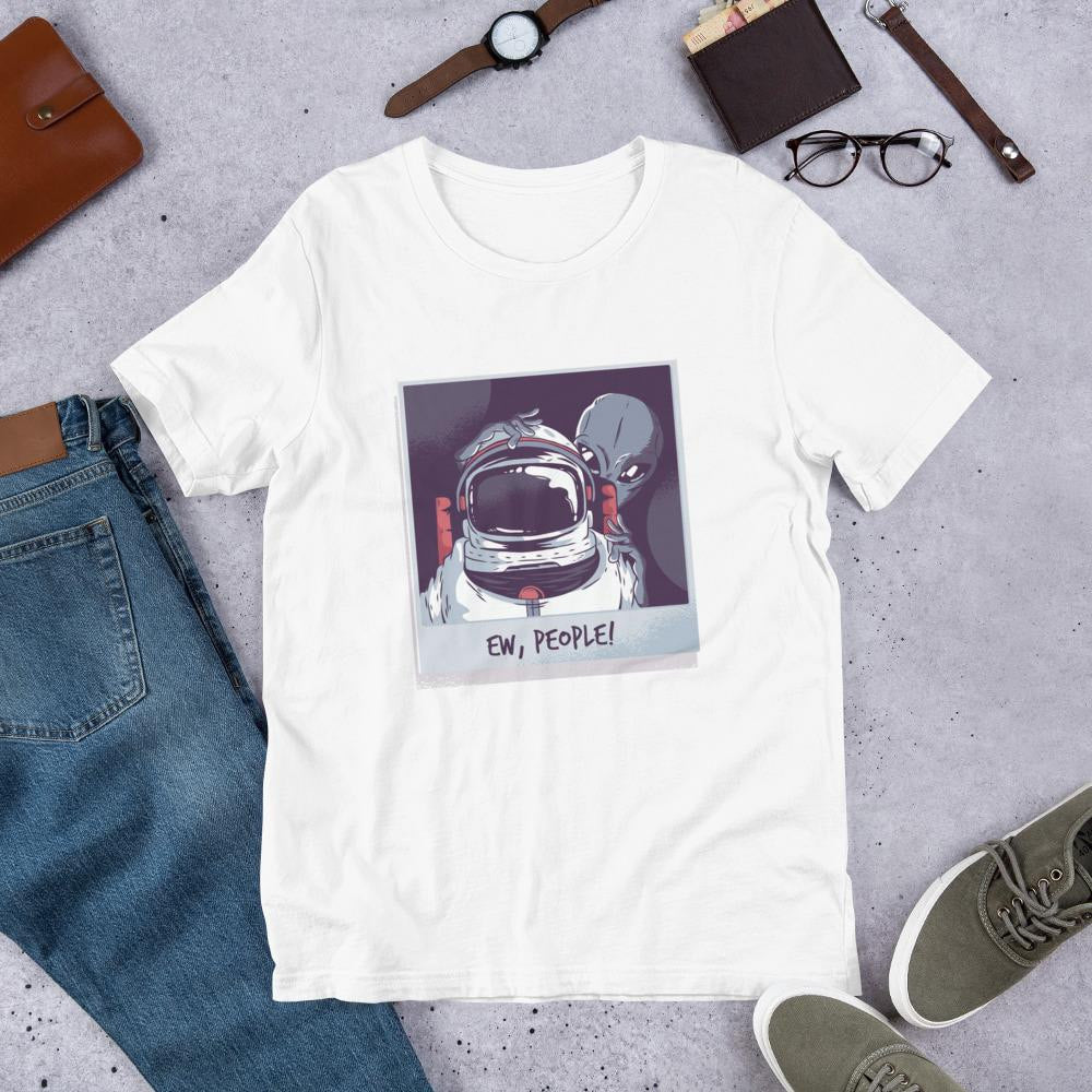Ew, People Alien Half Sleeve T-Shirt — White