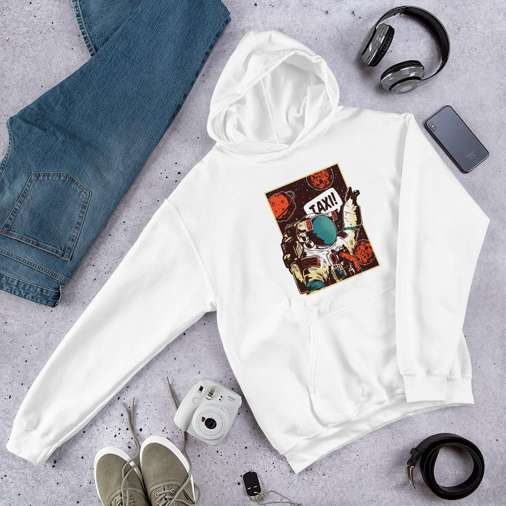 Space Ride Unisex Hooded Sweatshirt — White
