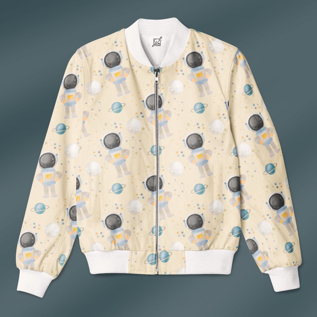 Astronaut Pose Pattern bomber jacket all-over print – Fourth Dimension Club