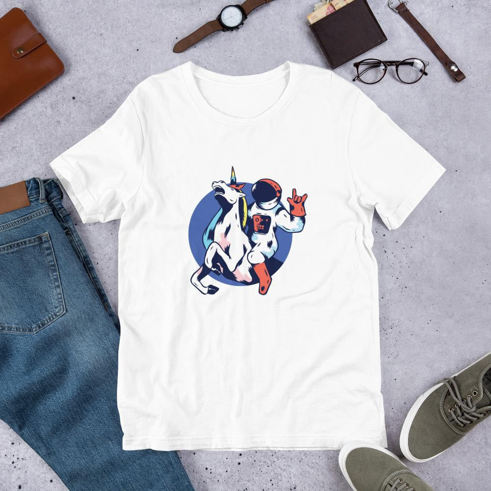 Astronaut Unicorn Half Sleeve T-Shirt — White