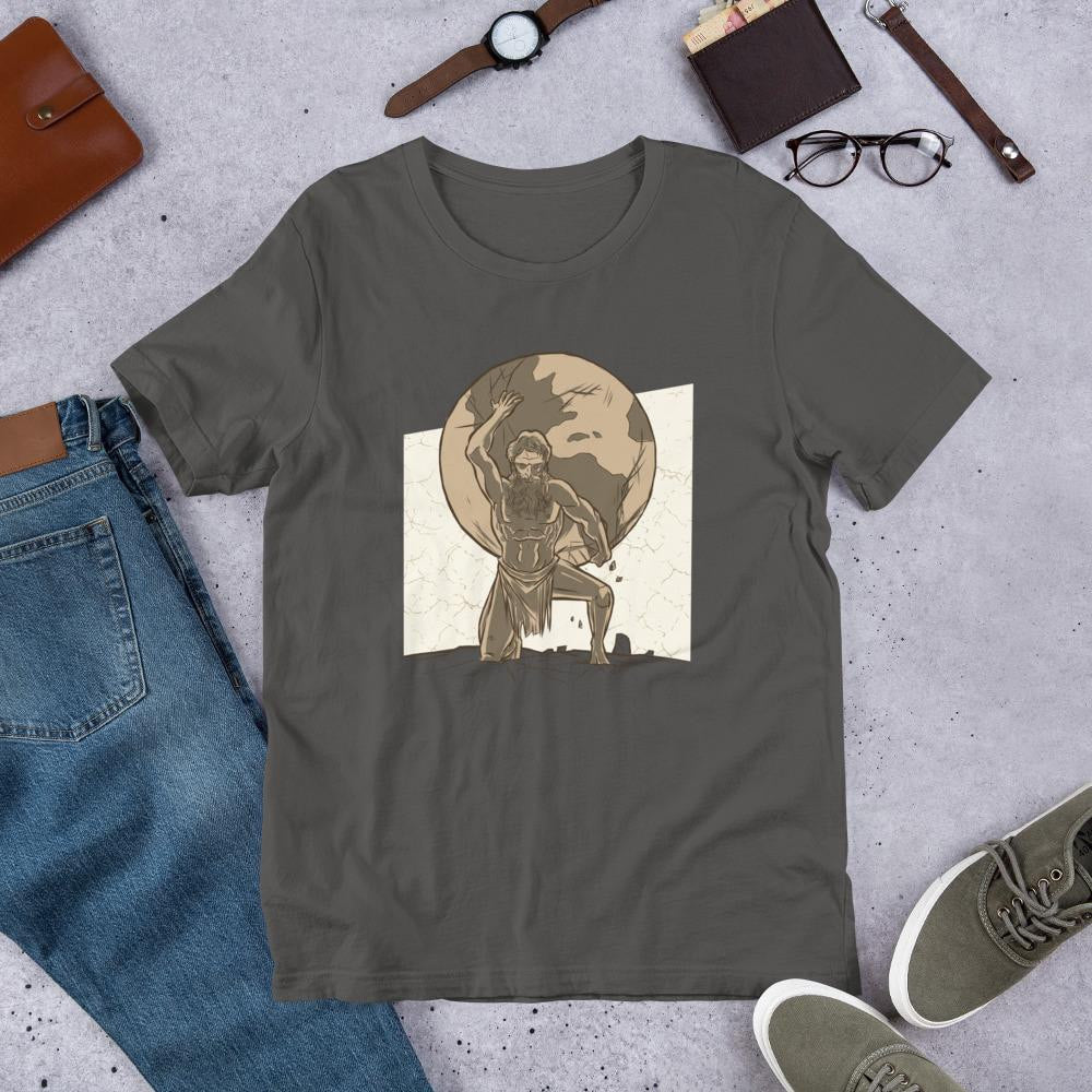 Atlas graphic tee front art – Fourth Dimension Club