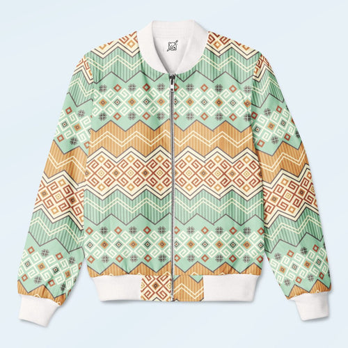 Aztec Tribal Pattern Bomber Jacket