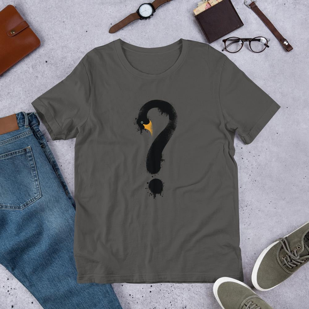 Black Swan Question Half Sleeve T-Shirt — Charcoal