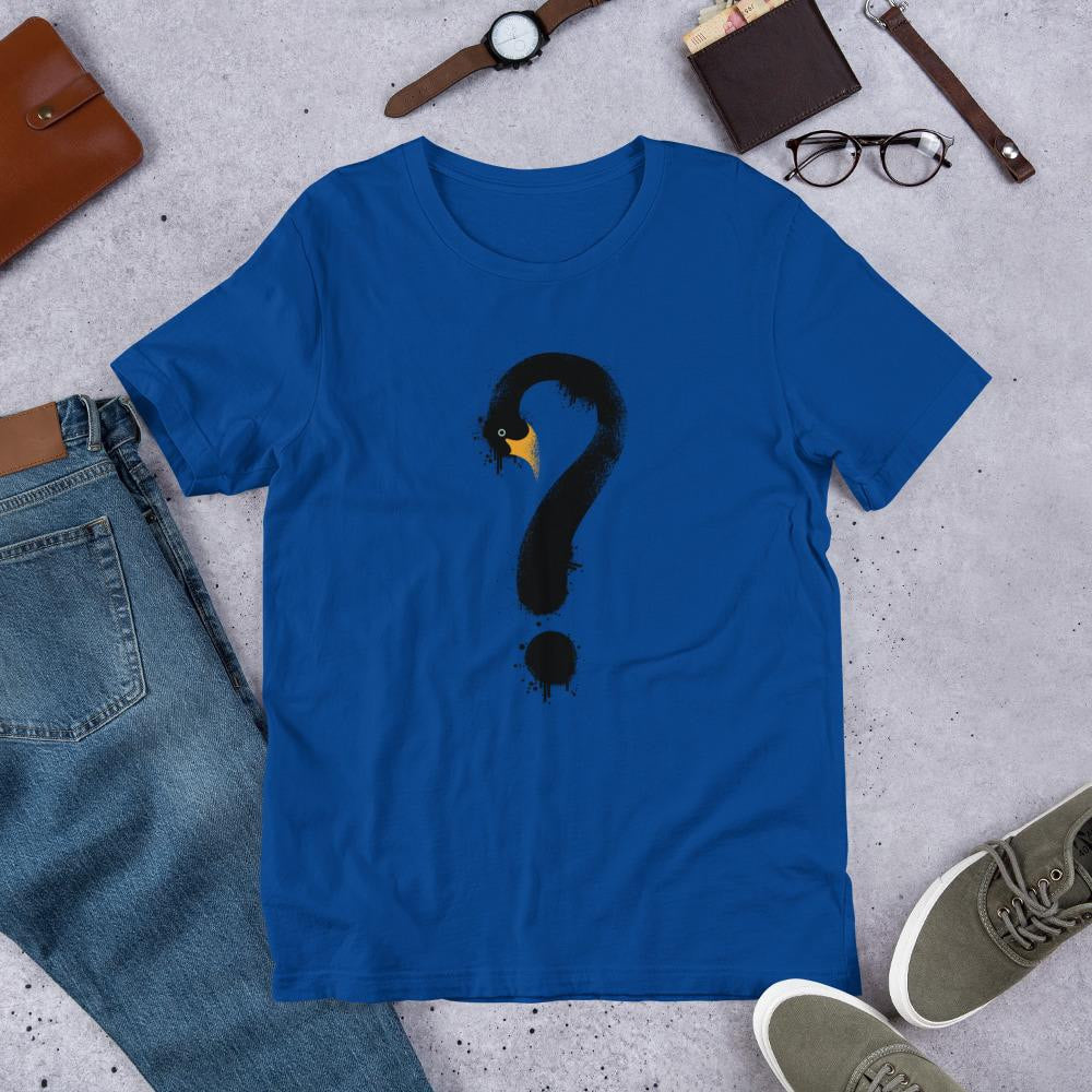 Black Swan Question Half Sleeve T-Shirt — Blue
