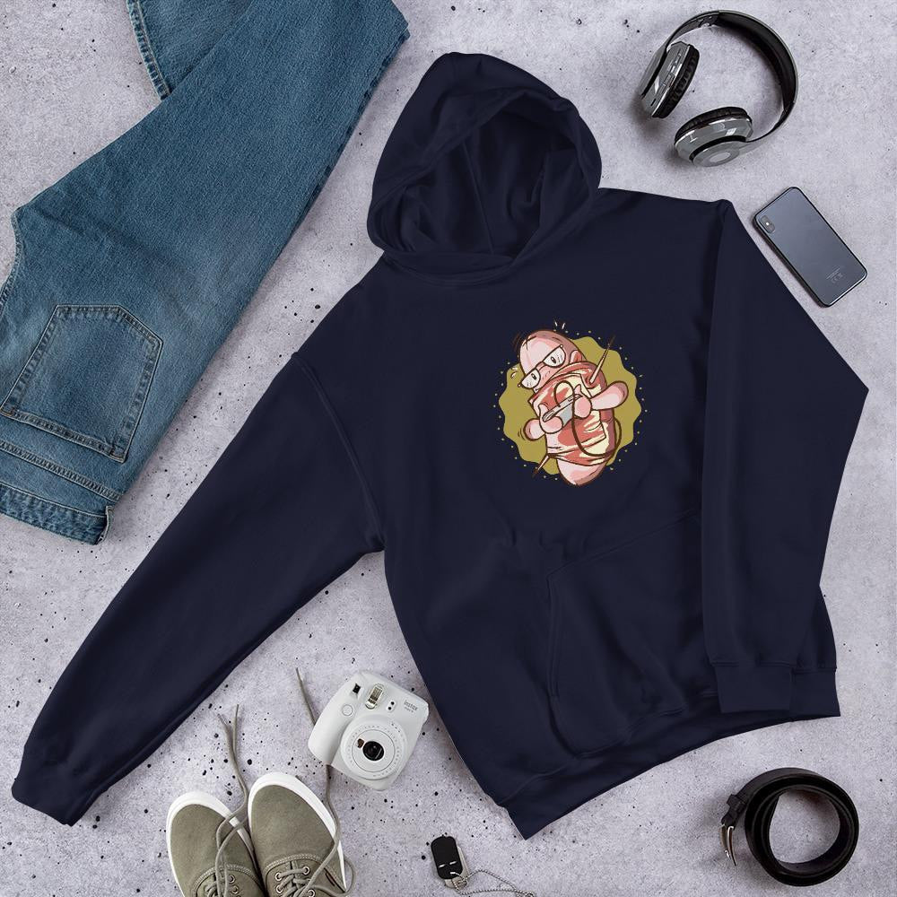 Nerd Bacon Sausage graphic hoodie front – Fourth Dimension Club