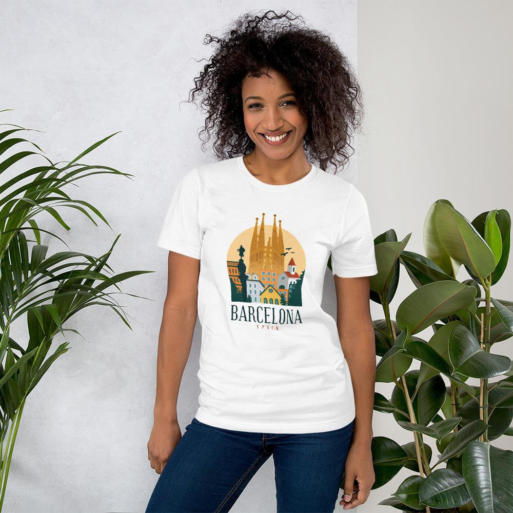 Barcelona Spain graphic tee front art – Fourth Dimension Club