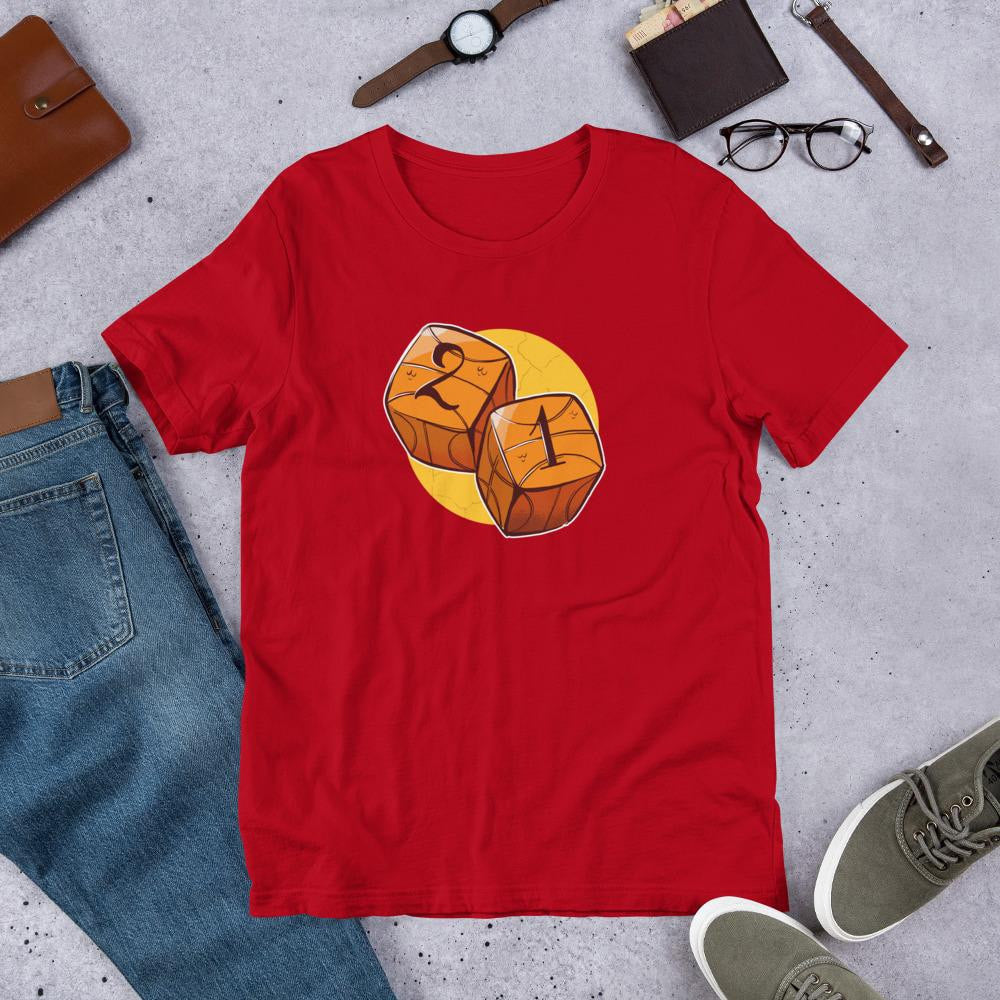 Baseball Dice Half Sleeve T-Shirt — Red