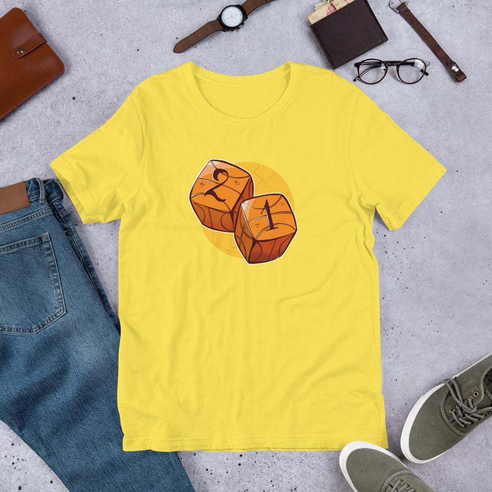 Baseball Dice Half Sleeve T-Shirt — Yellow