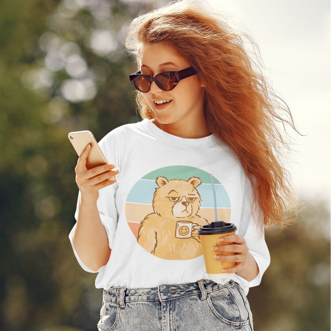 Bear Coffee Retro oversized tee front graphic – Fourth Dimension Club