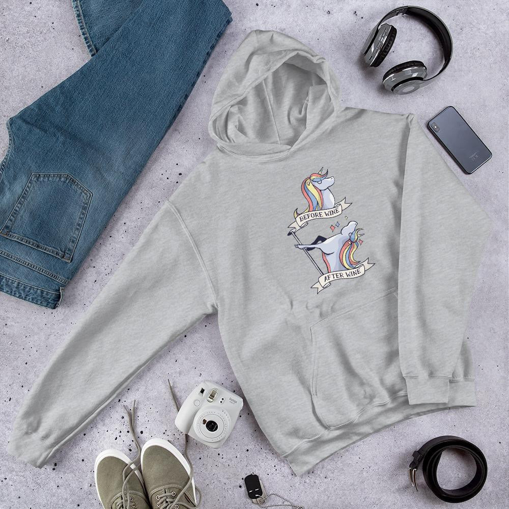 Before & After Wine Unisex Hooded Sweatshirt