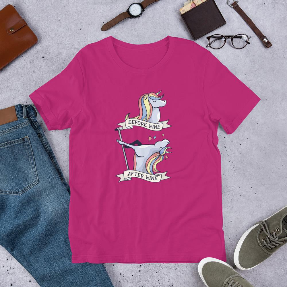 Before & After Wine Half Sleeve T-Shirt — Pink