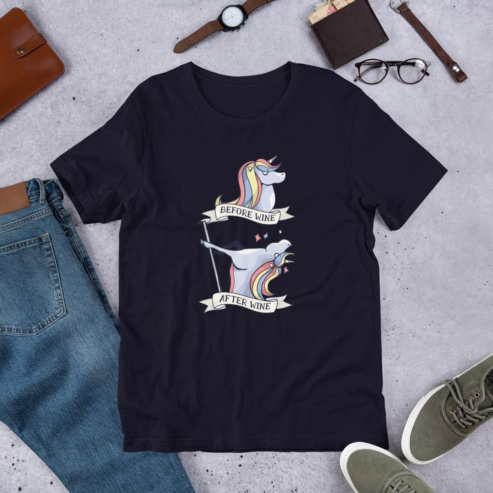 Before & After Wine Half Sleeve T-Shirt — Navy