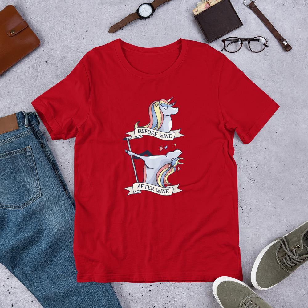 Before & After Wine Half Sleeve T-Shirt — Red