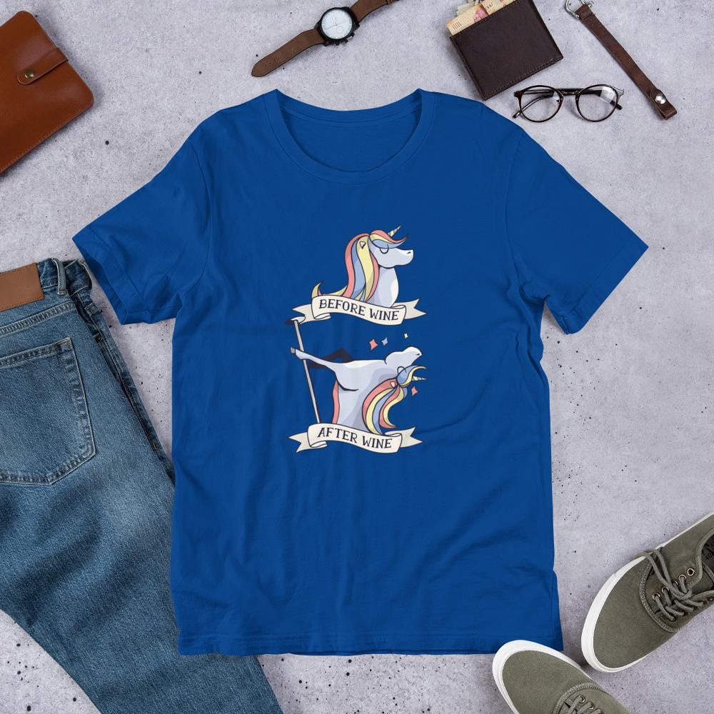 Before & After Wine Half Sleeve T-Shirt — Blue