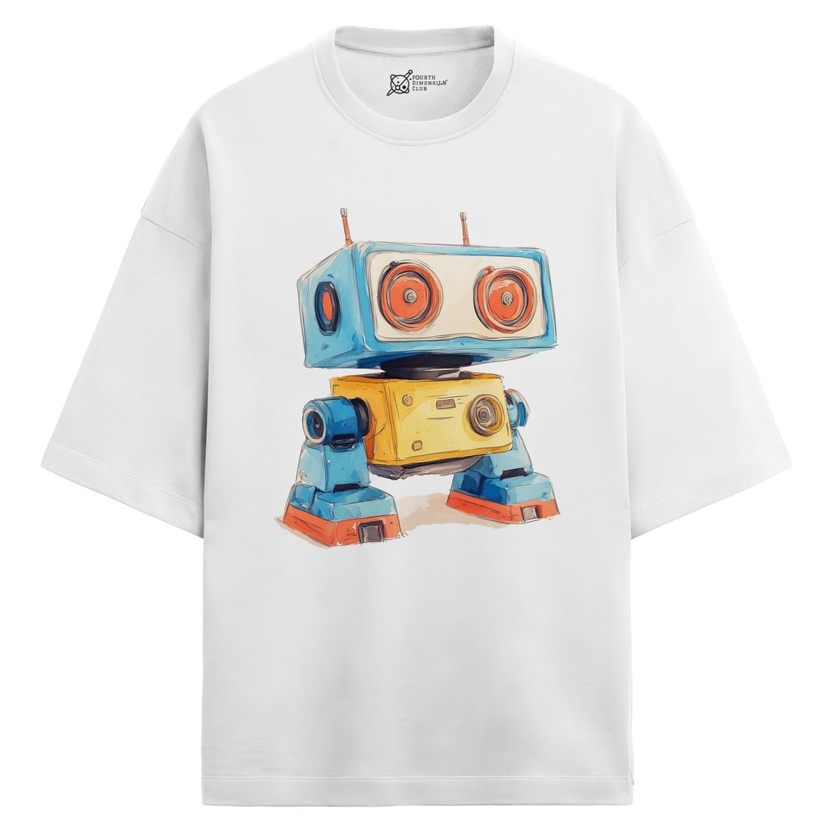 Blinky Oversized French Terry T-Shirt — white-1