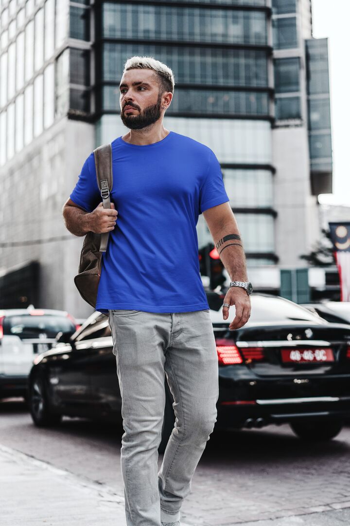 Men/Unisex Plain Half Sleeve T-Shirt — Royal Blue