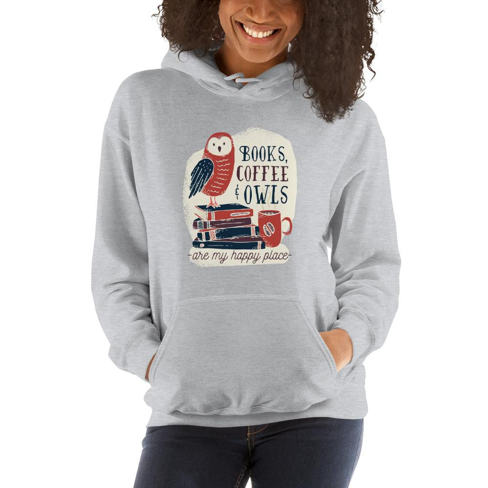 Books, Coffee & Owls unisex Hooded Sweashirt — detail view 3