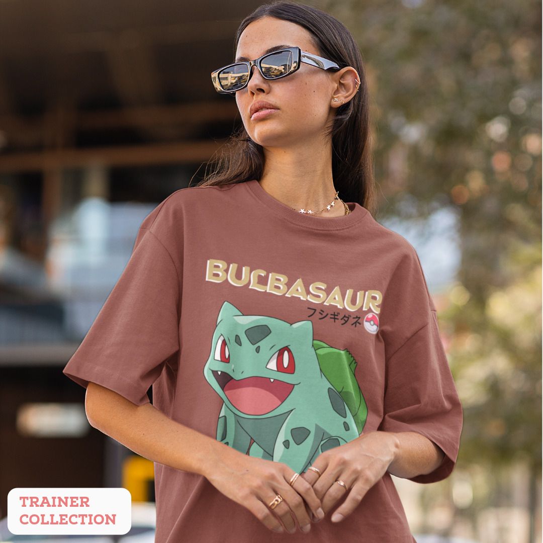 Bulbasaur Unisex Oversized T-Shirt — Coral