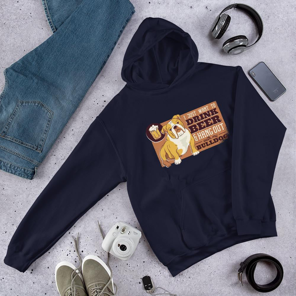 Beer & Bulldog Unisex hooded Sweatshirt — detail view 2