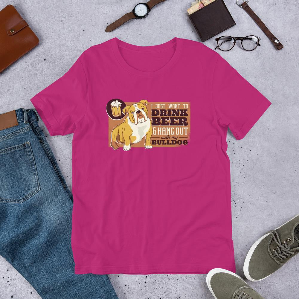Beer & Bulldog Half Sleeve T-Shirt — Pink