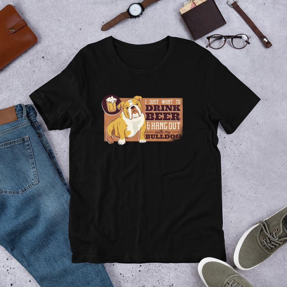 Beer & Bulldog Half Sleeve T-Shirt — Black