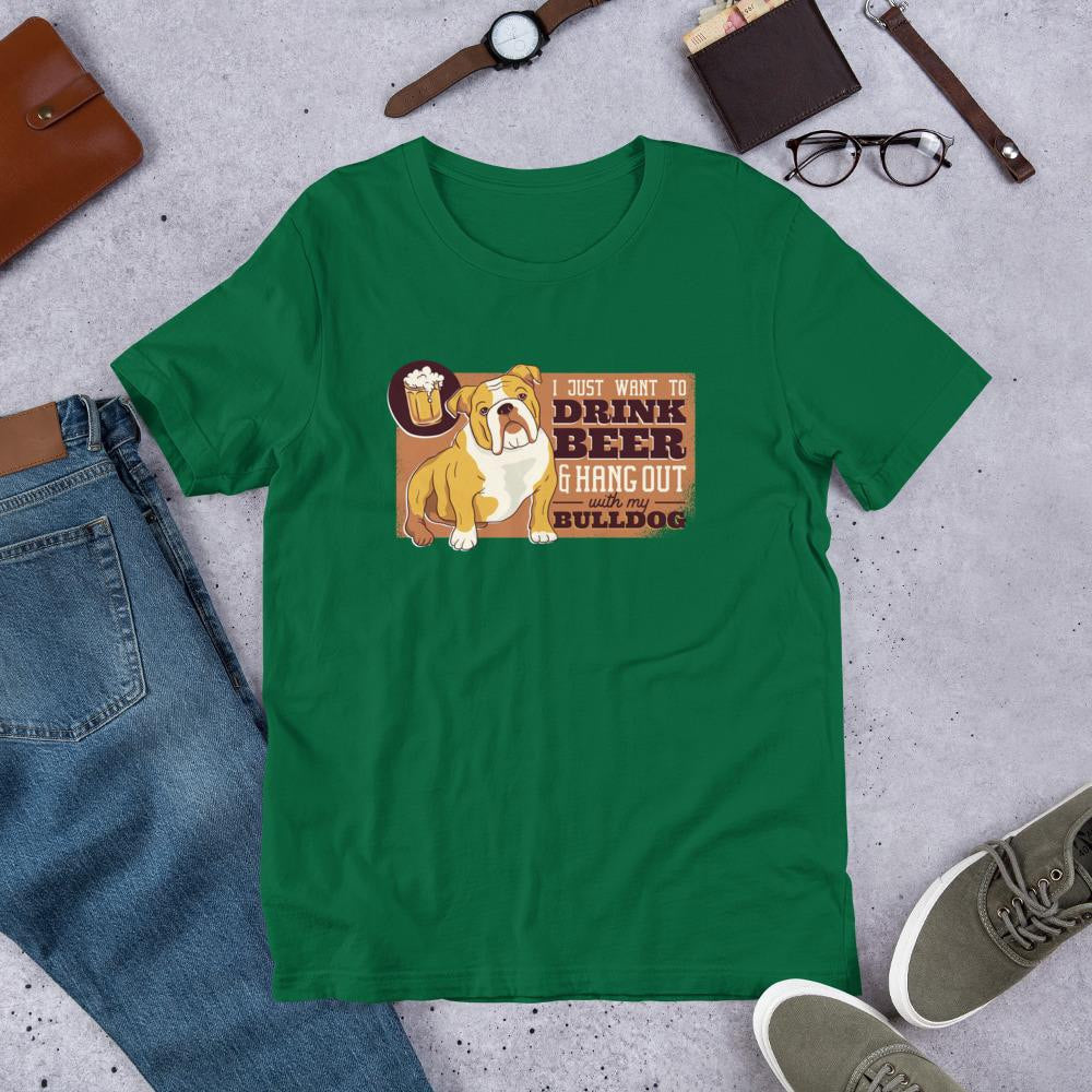 Beer & Bulldog Half Sleeve T-Shirt — Green