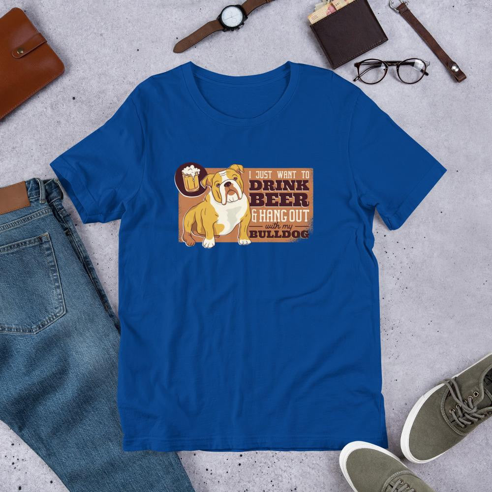 Beer & Bulldog Half Sleeve T-Shirt — Blue