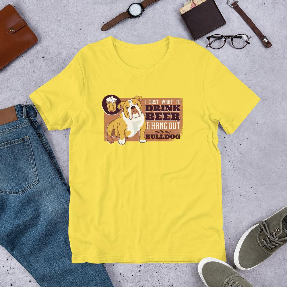 Beer & Bulldog Half Sleeve T-Shirt — Yellow