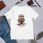 Caffeine Owl Half Sleeve T-Shirt — White