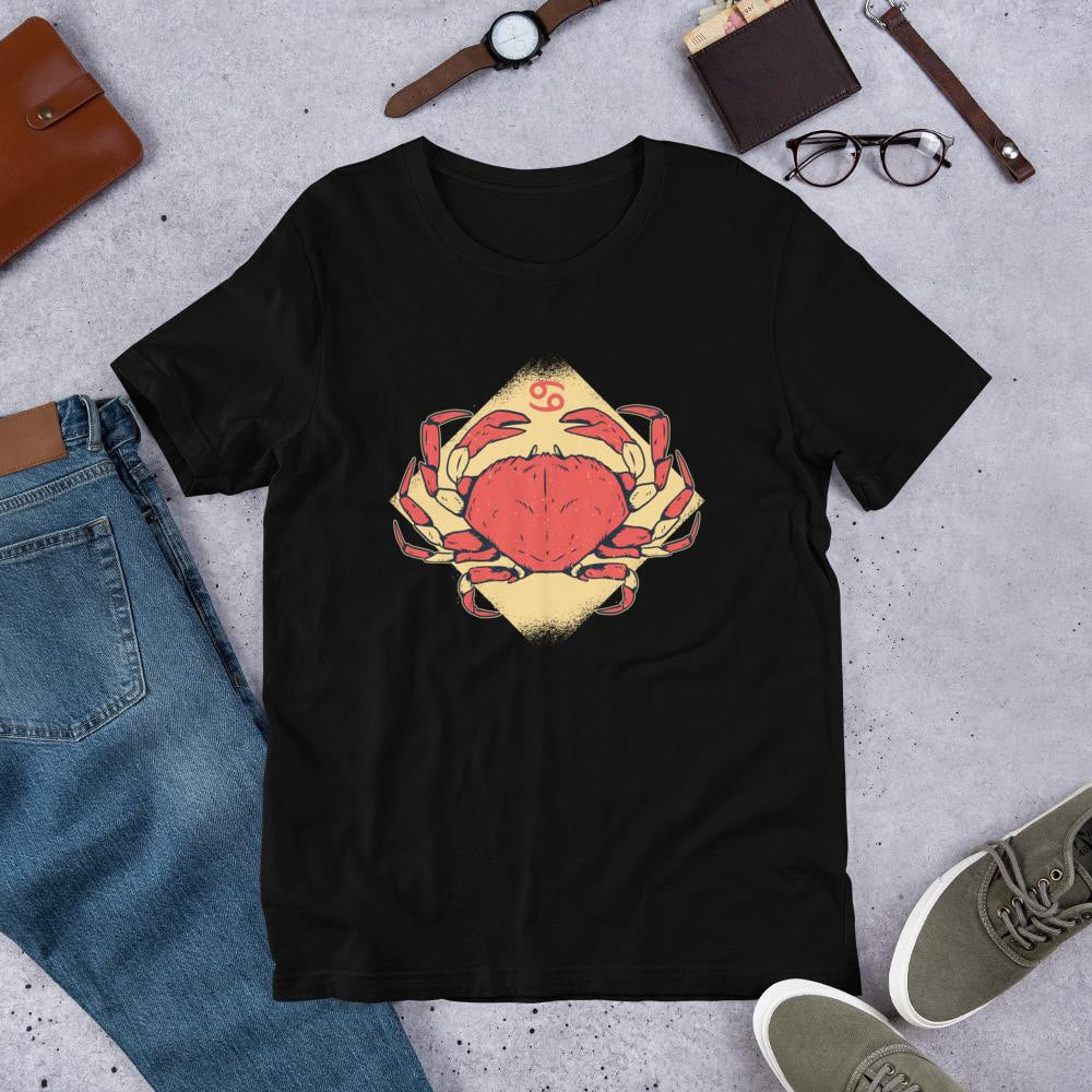 Cancer Zodiac Half Sleeve T-Shirt — Black