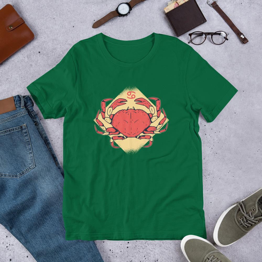 Cancer Zodiac Half Sleeve T-Shirt — Green