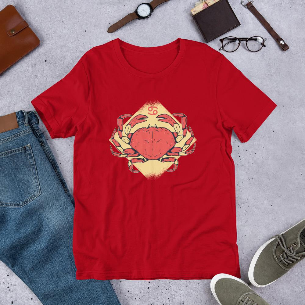 Cancer Zodiac Half Sleeve T-Shirt — Red