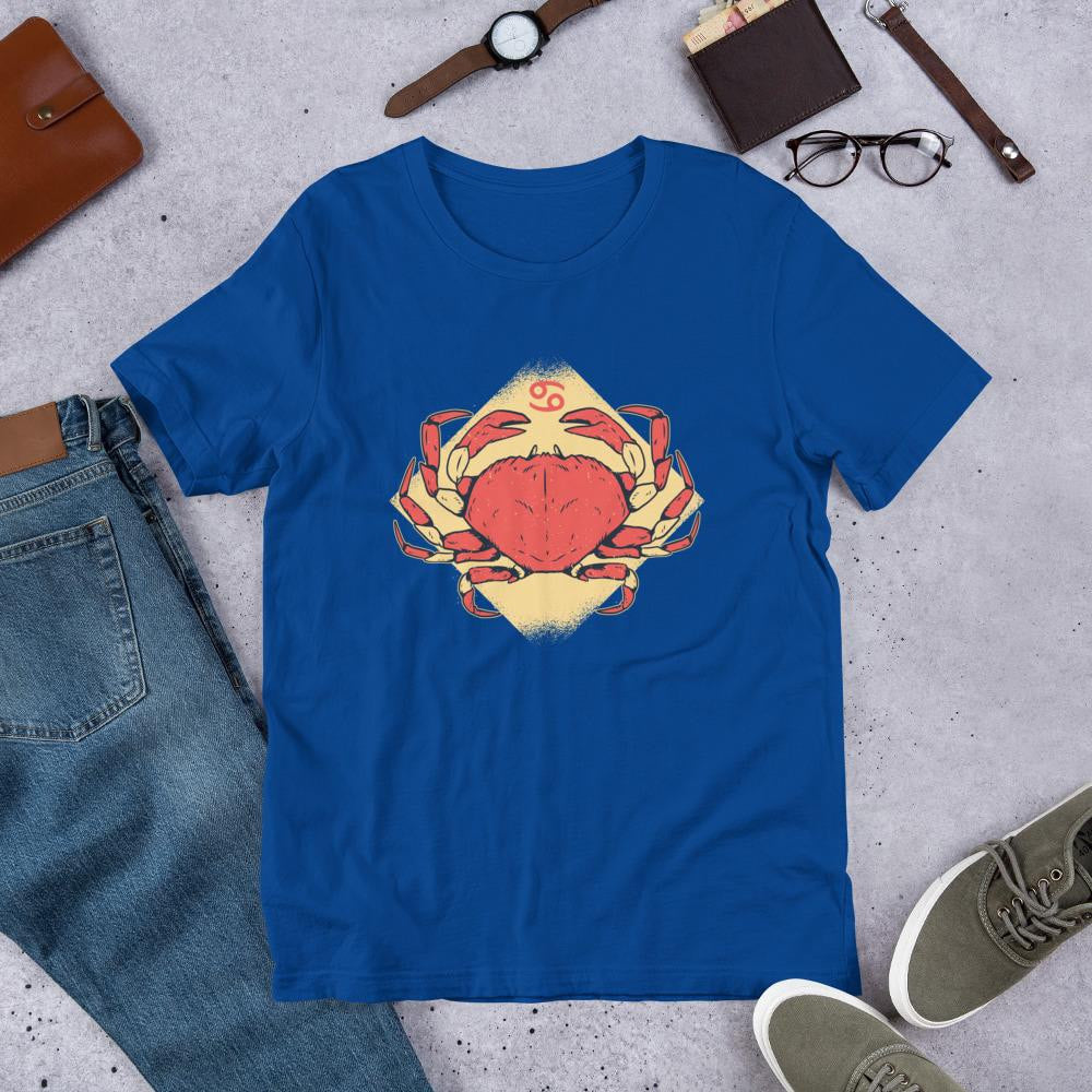 Cancer Zodiac Half Sleeve T-Shirt — Blue