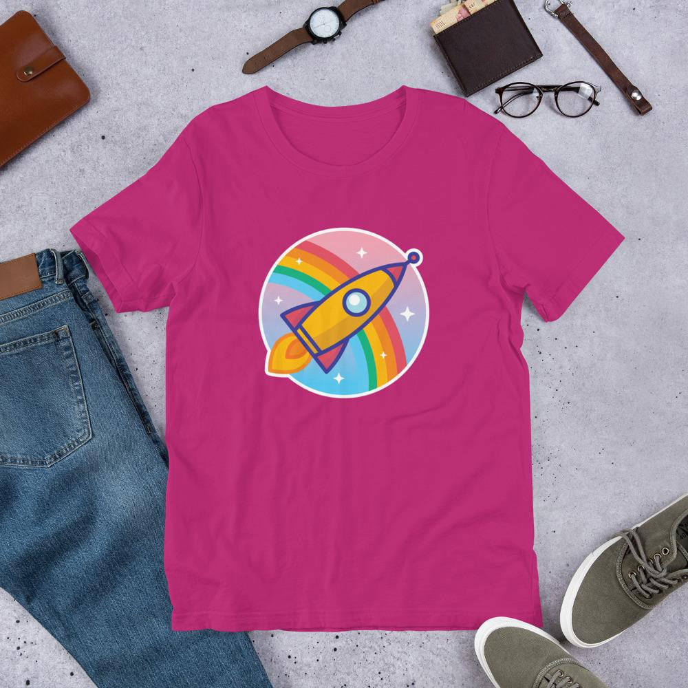 Cartoon Rocket Half Sleeve T-Shirt — Pink