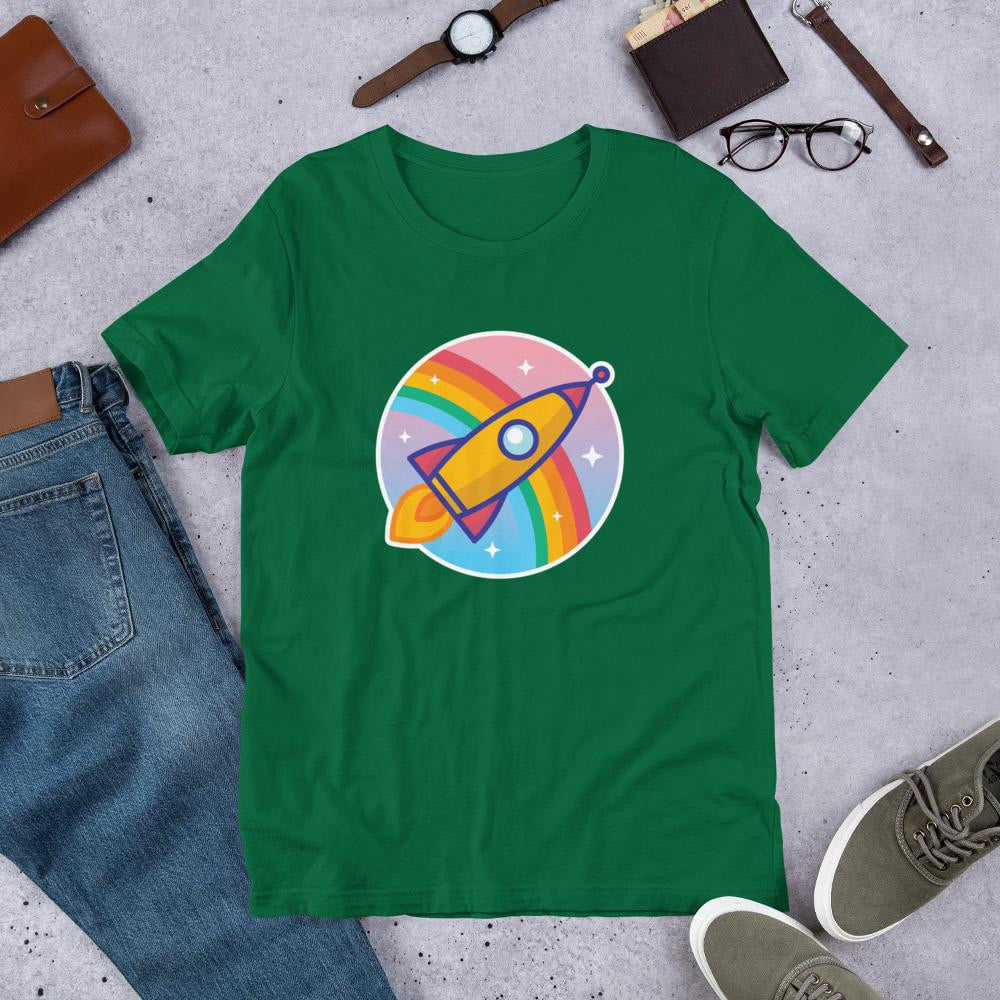 Cartoon Rocket Half Sleeve T-Shirt — Green