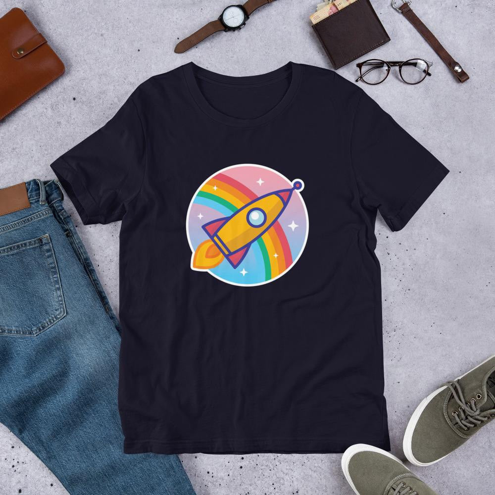 Cartoon Rocket Half Sleeve T-Shirt — Navy