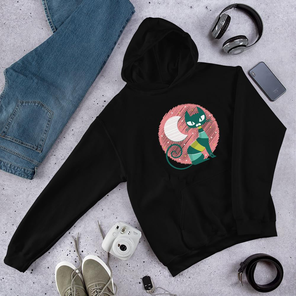 Cat Kid Unisex Hooded Sweatshirt — Black