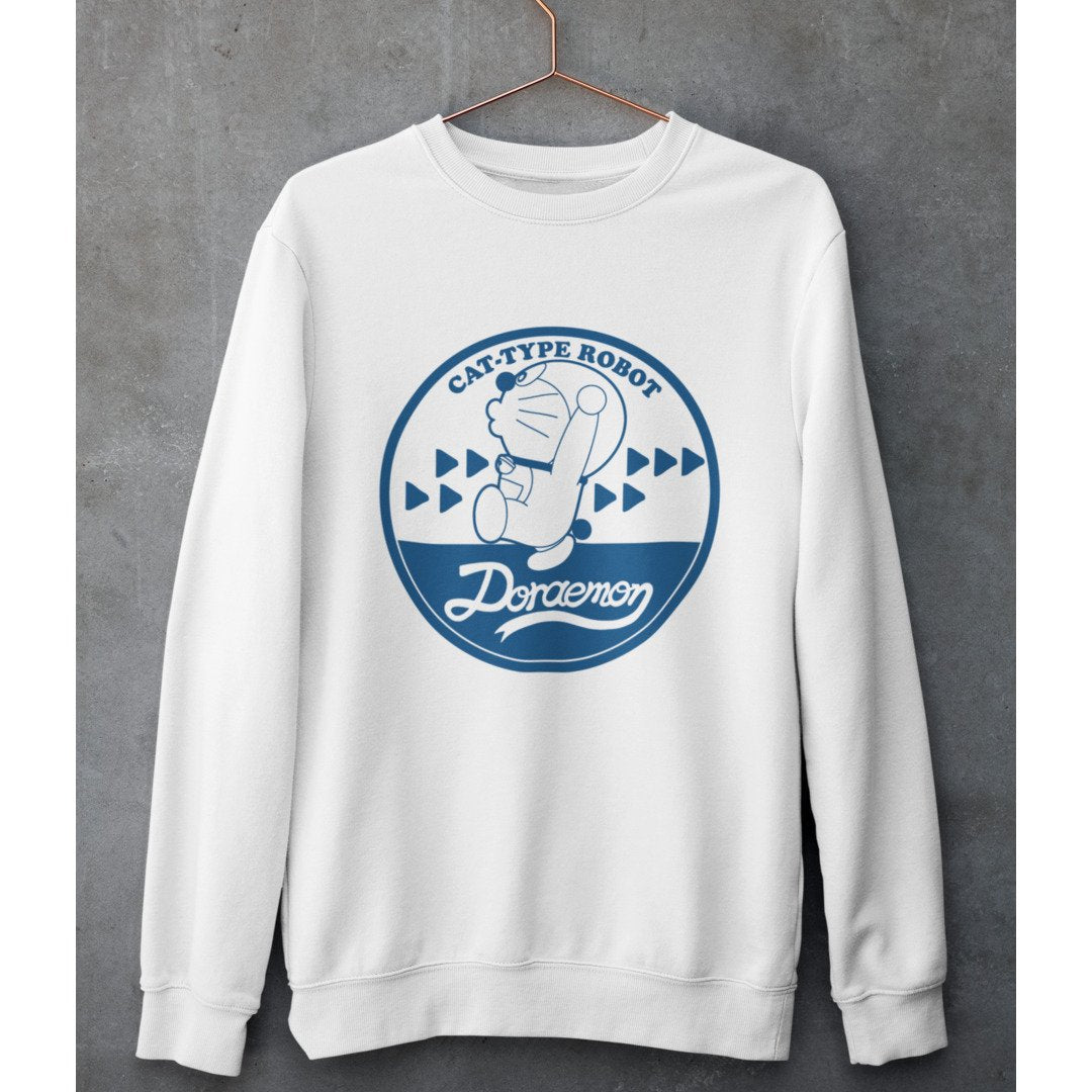 Cat Type Robot Retro Unisex Sweatshirt — White
